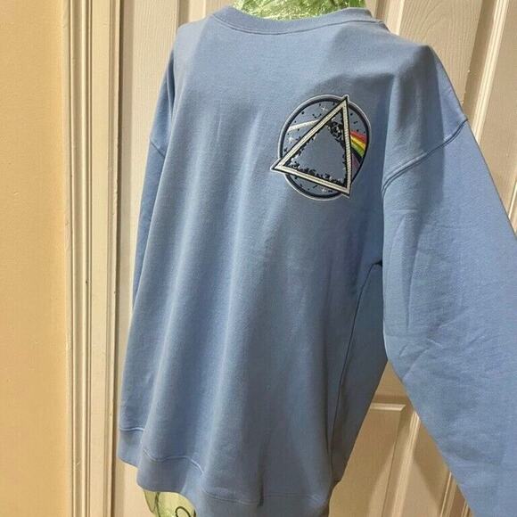 PINK FLOYD SWEATSHIRT EMBROIDERED  ROCK PSYCHEDELIA 60’ PRISM RAINBOW BEAM Sz M - Picture 7 of 14